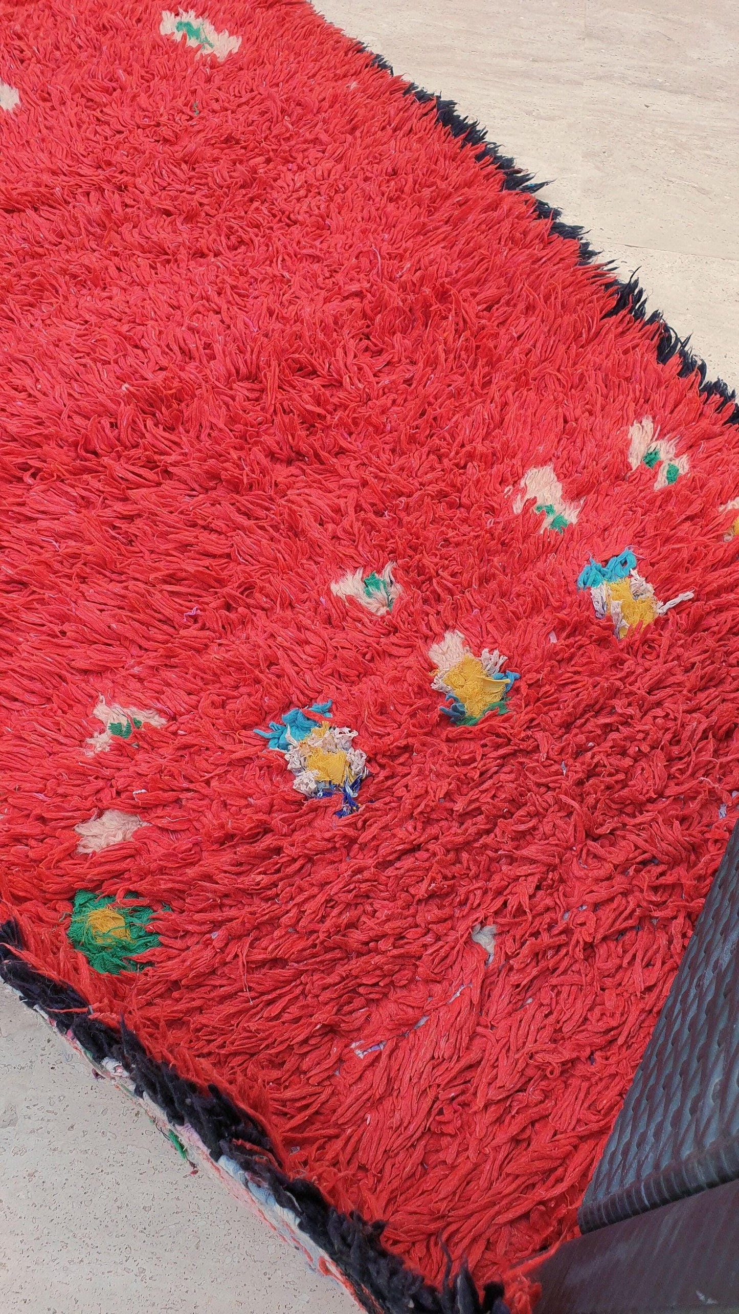 Vintage Moroccan Rug 3x9.2 Gorgeous Unique Red Boujaad Statement Runner Rug, red living room rug Abstract rug