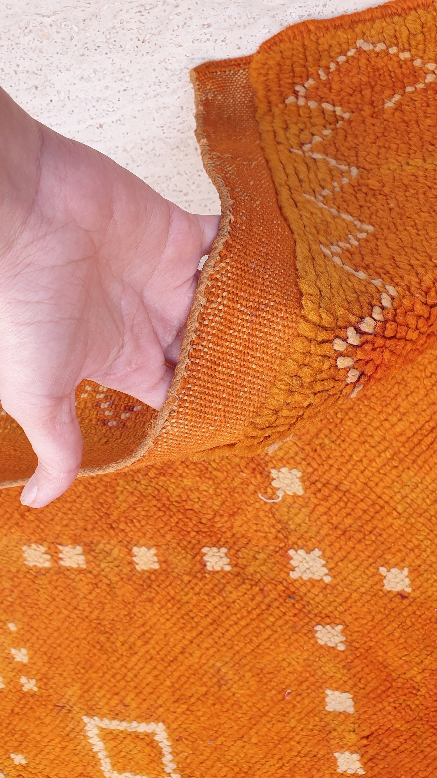 Stunning Vintage moroccan rug 3.8x7.8 Saffron Berber rug,  Curcuma vintage boujaad rug, unique tribal rug