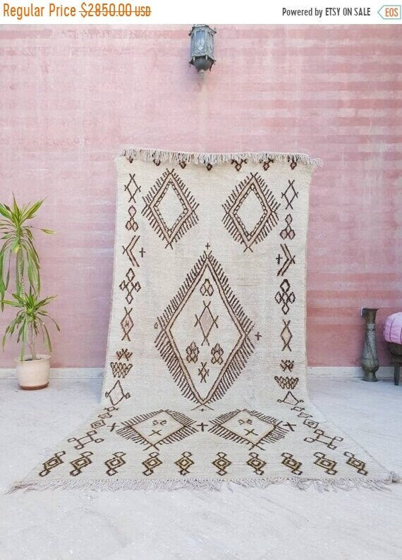 Vintage Moroccan Azilal Rug, Berber Bedroom Living Room Rug (4.5x9.3 ft)
