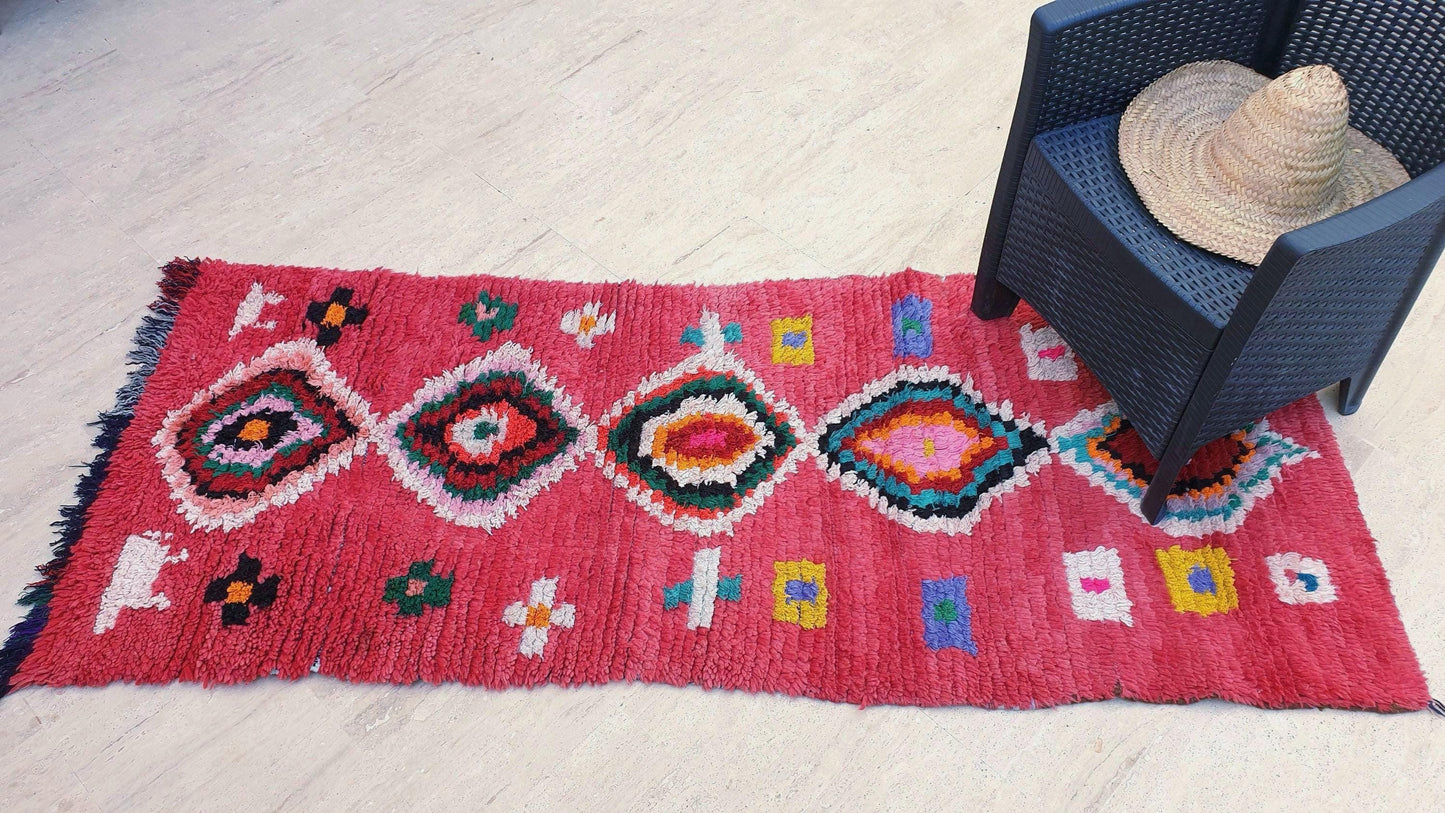 Moroccan Runner Rug 3x7 Super Pretty Colorful Boujaad rug "HappY"  Super unique soft rug living room rug