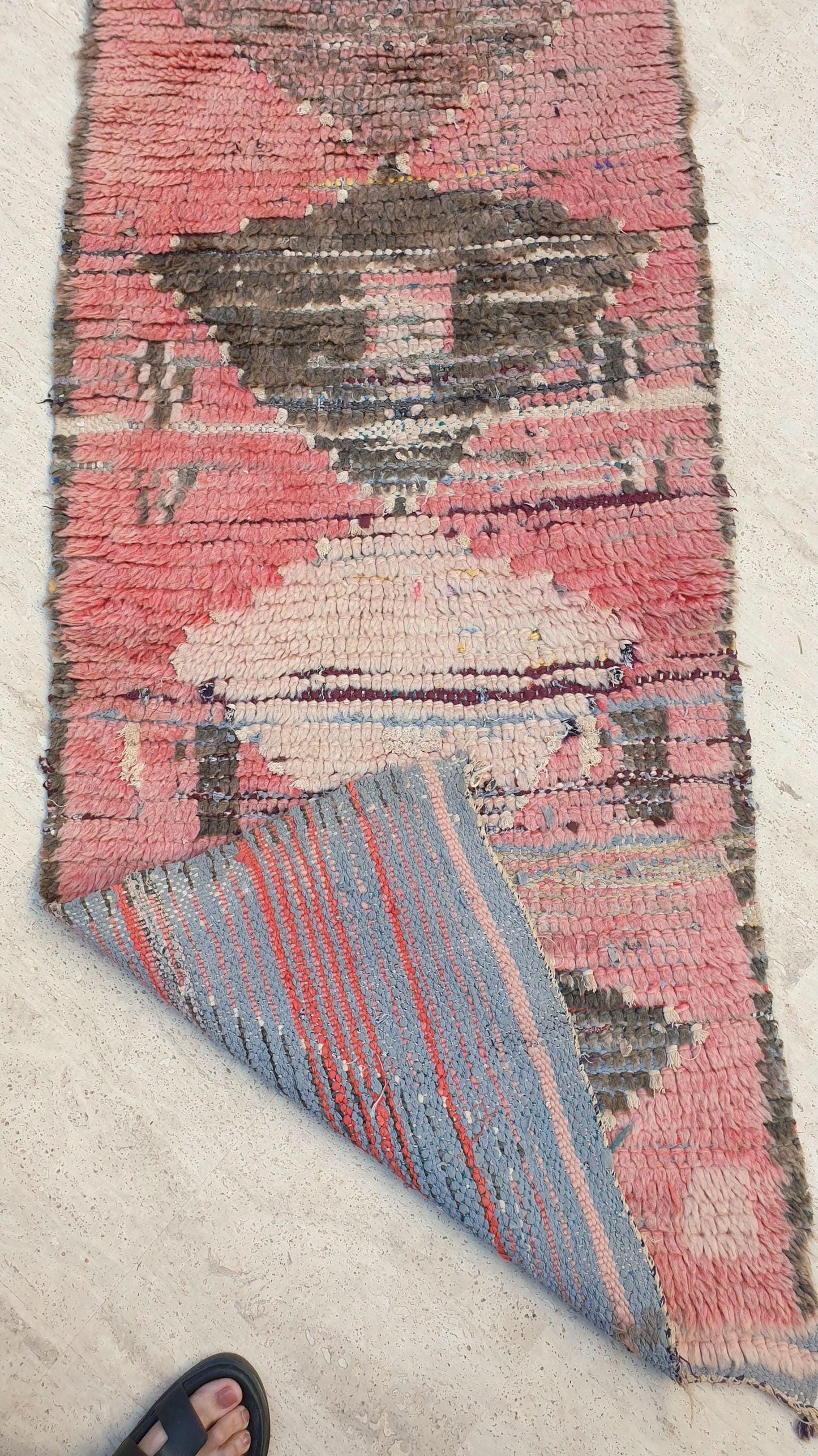 Vintage Moroccan Rug 2.2x11.8 Stunning Moroccan boujaad Runner Rug, blush pink rug, long hallway rug Abstract carpet