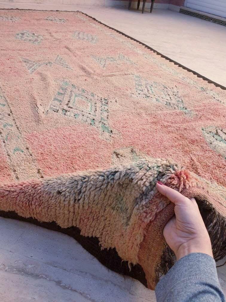 Gorgeous Vintage Moroccan Rug 5.2x11.3 marvelous pastels beige teal rug Boujaad rug large berber peach boujad rug