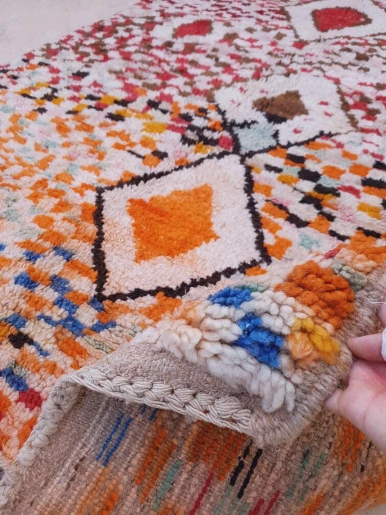 Vintage Moroccan Boujaad Rug 5x8, Authentic Berber Beige Rug