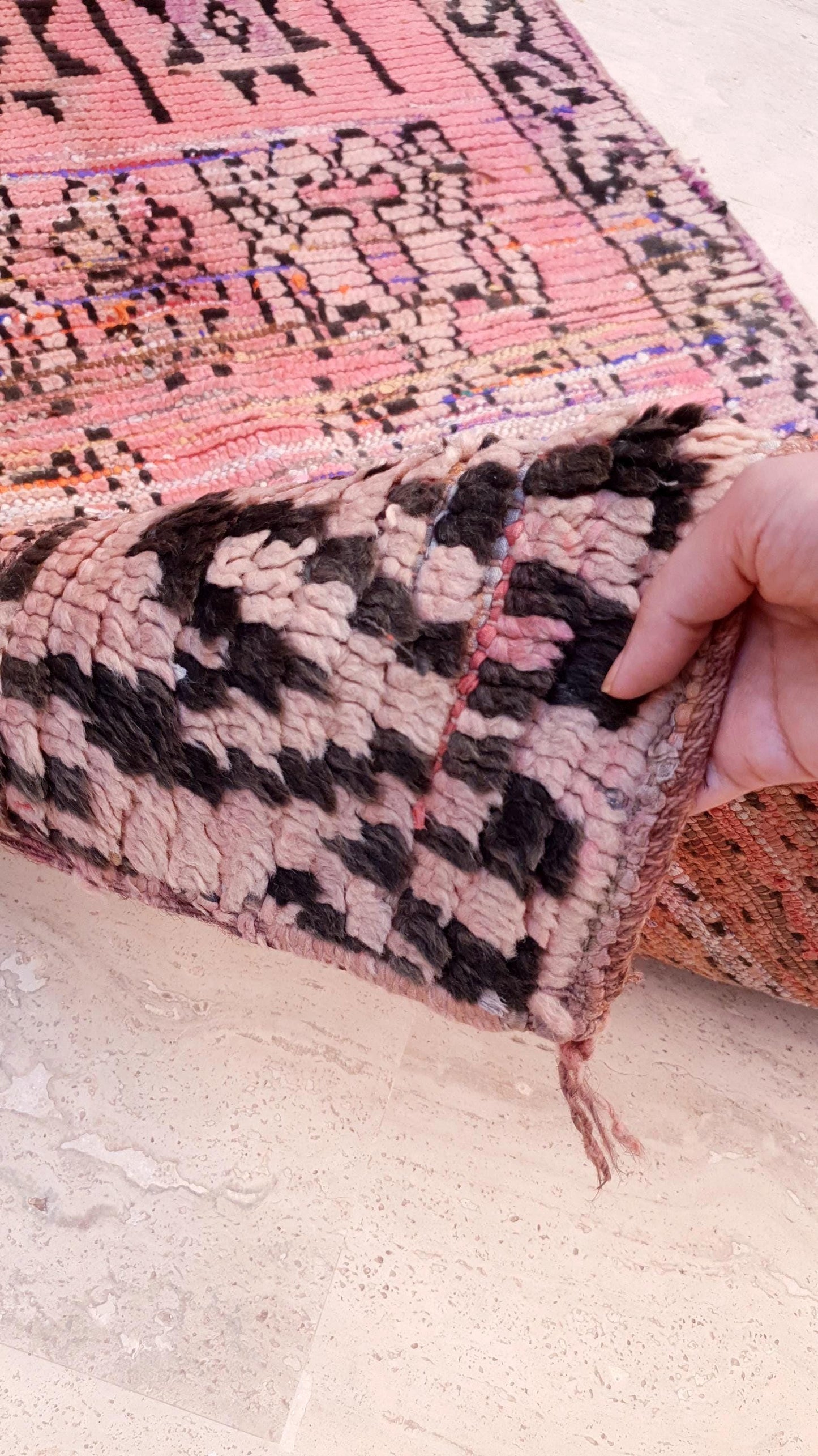 Vintage Moroccan Runner Rug, Faded Pink Boujaad Runner 3.1x7.8  Blush Pink Berber Rug, Rare Tribal Moroccan rug, Old Rose Bohemian Beauty