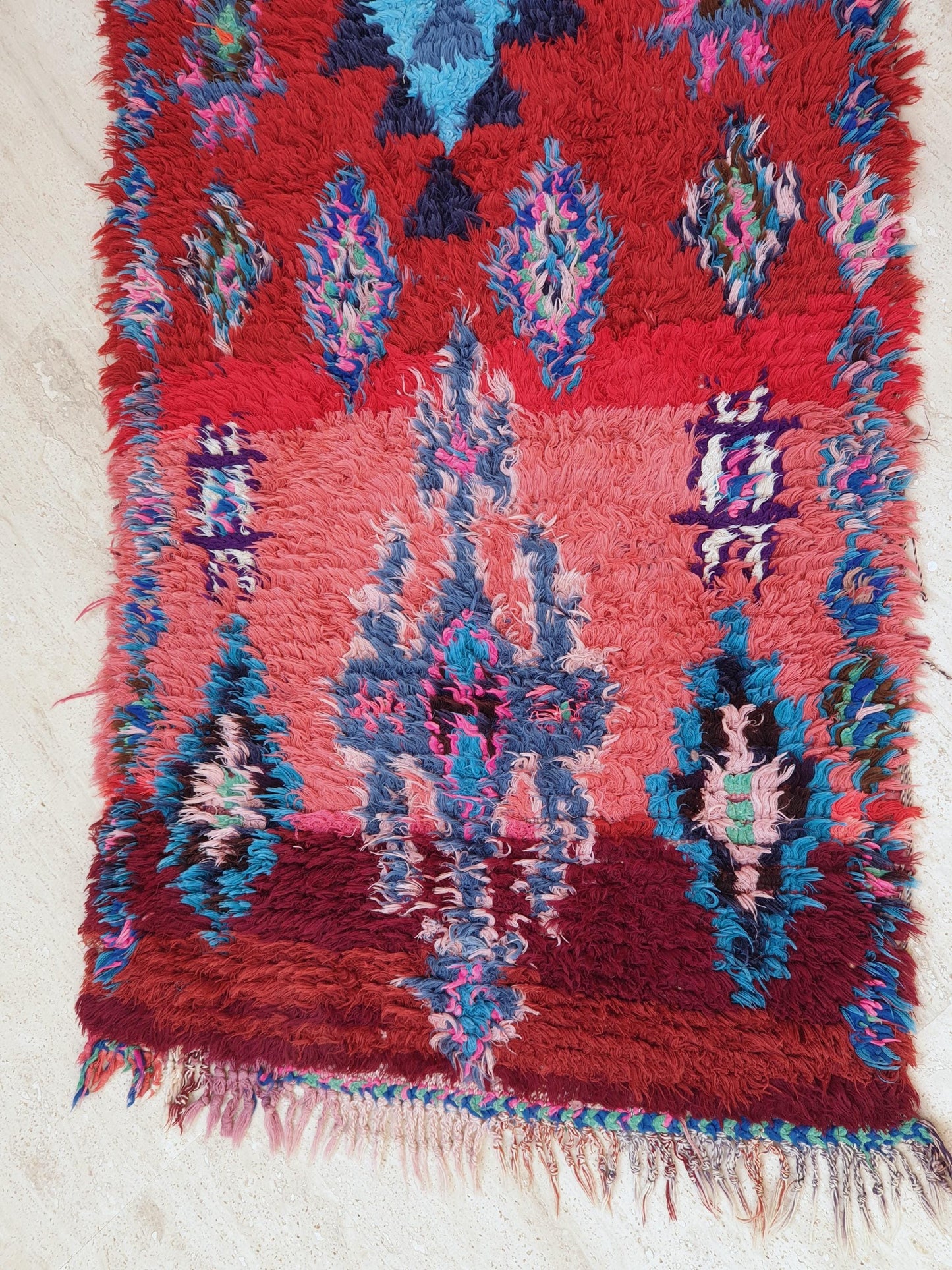 Vintage Hot Pink Moroccan Runner Rug 2.3x10 Azilal Berber Wool Rug