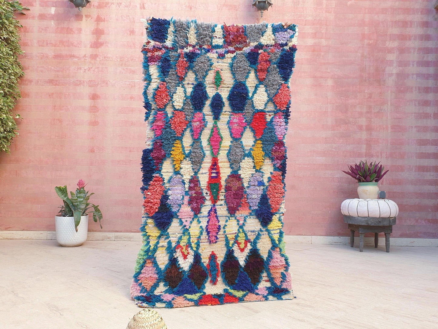 Vintage Moroccan Rug 3x5.7 Gorgeous Vintage Boujaad Rug | Wool Berber Azilal Rug | Rare Tribal rug | accent rug