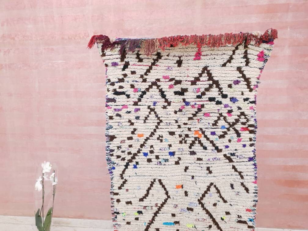 Vintage Berber Azilal Runner Rug, Moroccan Sprinkles Design (3x7.3 ft)