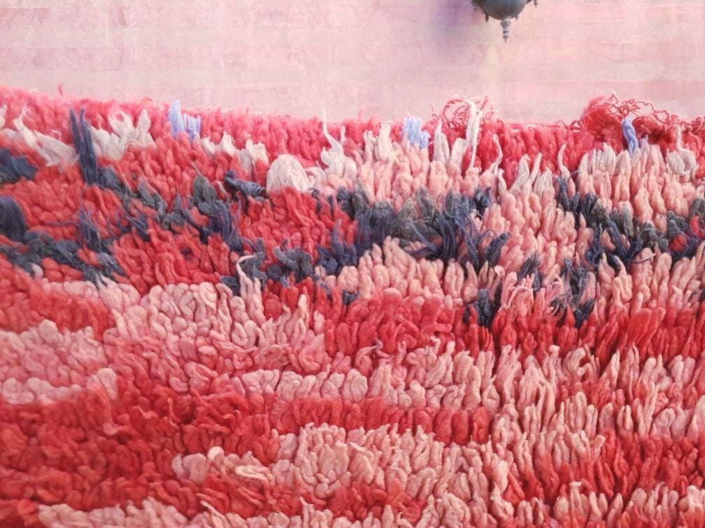 Vintage Moroccan rug 4x7.5 Stunning Blush Red Boujaad rug | Blush Abstract rug | bedroom  handmade wool rug