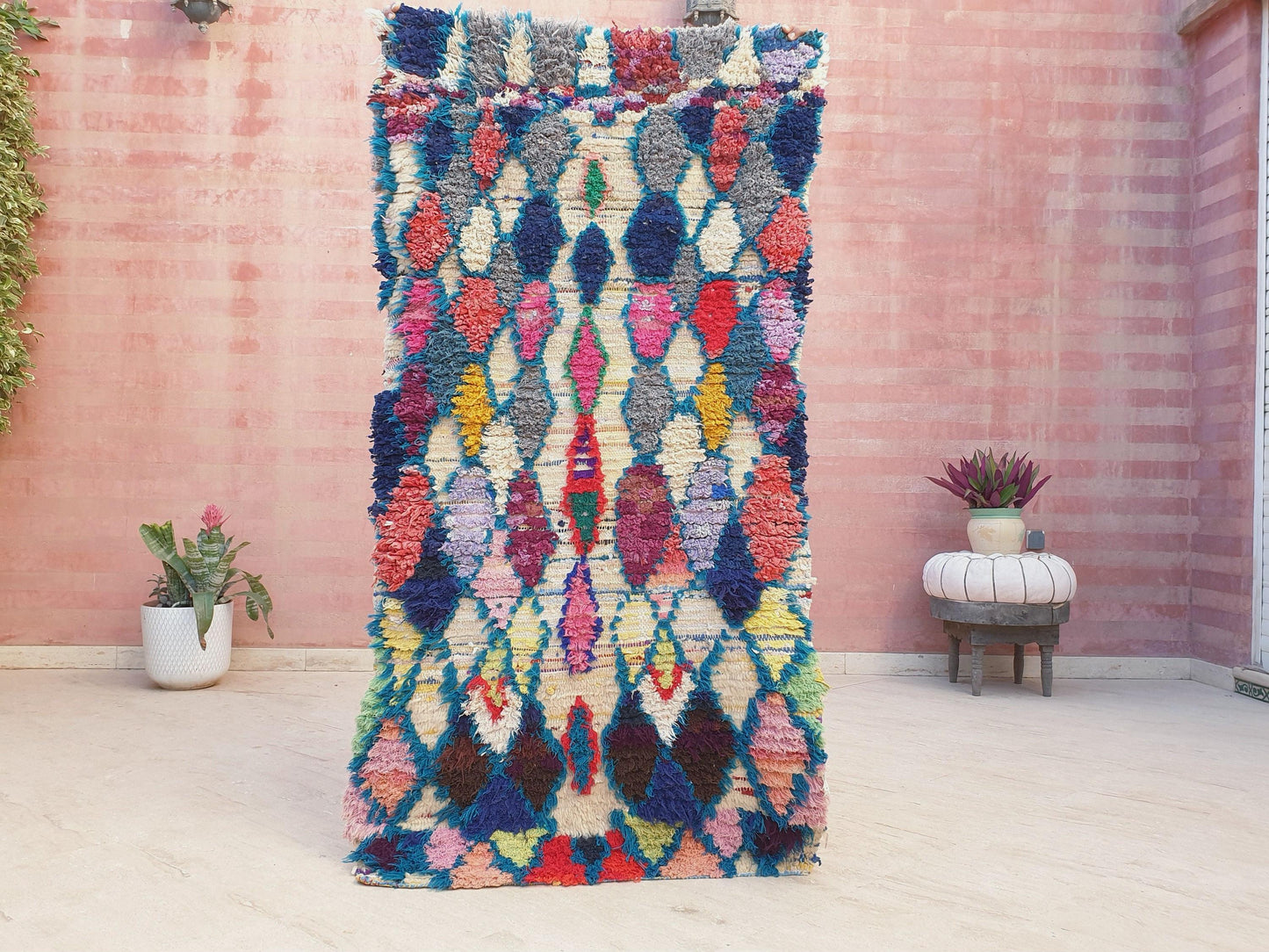 Vintage Moroccan Rug 3x5.7 Gorgeous Vintage Boujaad Rug | Wool Berber Azilal Rug | Rare Tribal rug | accent rug