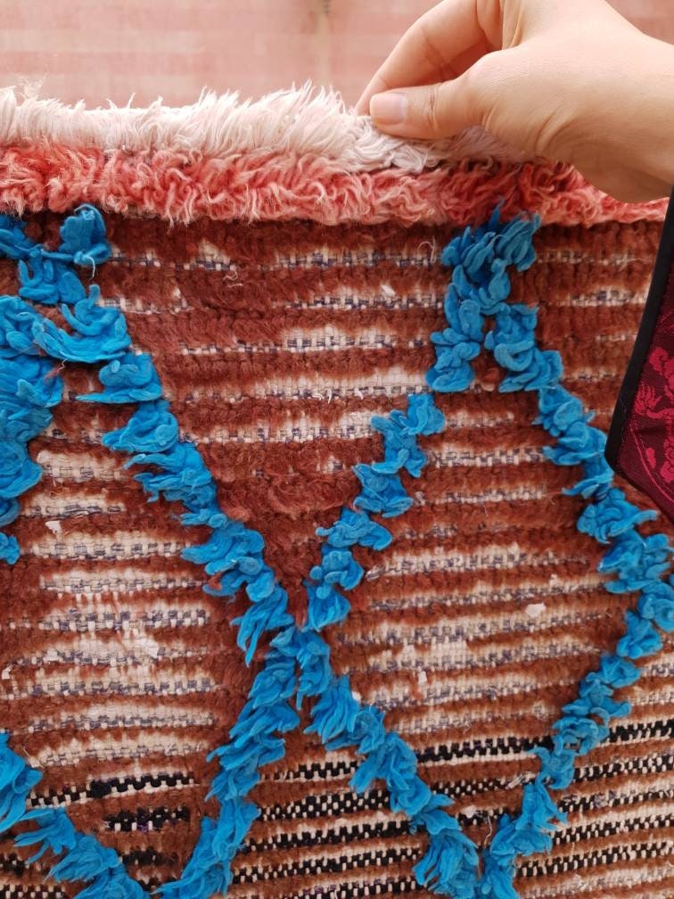 Vintage Moroccan rug 2.9x5.9 Stunning Unique Boujaad rug |  Unique Artistic Boujad Rug