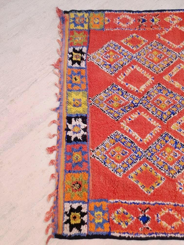 Stunning Vintage Moroccan rug, 5.7x9.2 red Boujaad rug blush warm tones bedroom living room rug boho rug berber ru