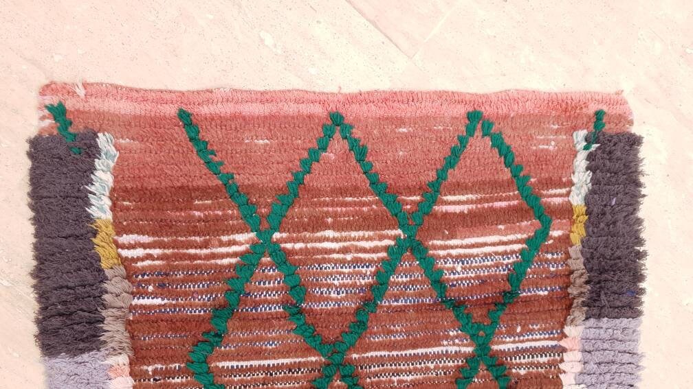 Vintage Moroccan rug 2.9x5.9 Stunning Unique Boujaad rug |  Unique Artistic Boujad Rug