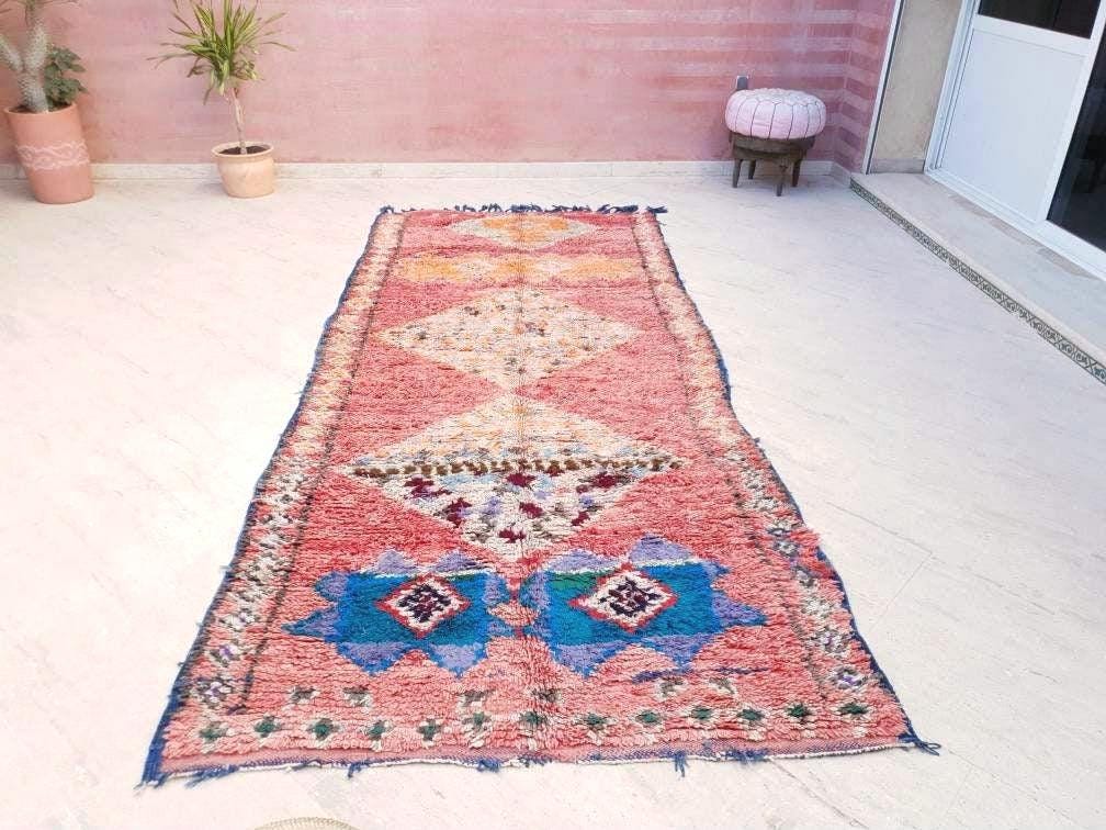 Gorgeous Vintage Moroccan Rug 5x11.5 Marvelous Vintage Boujaad rug | Large Berber rug boujad rug blush beni ourain rug