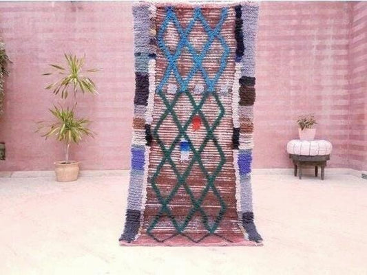 Vintage Moroccan rug 2.9x5.9 Stunning Unique Boujaad rug |  Unique Artistic Boujad Rug