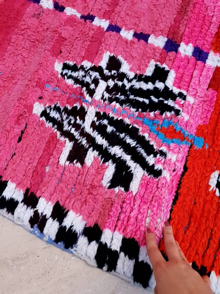 Gorgeous Moroccan Rug, Hot Pink Berber Rug 5.9x9 Unique boujaad rug, Morrocan runner rug handmade bohemian rug