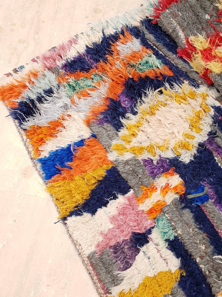 Vintage Boujaad Berber Rug, Artistic Moroccan Rug, 3.8x7.6 ft