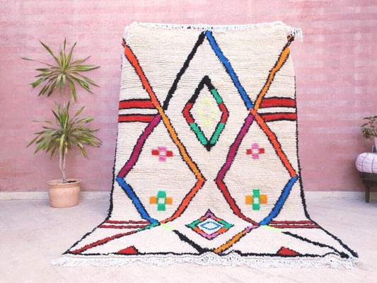 Fine Moroccan rug 5.6x8.5 Original Artist rug, Azilal rug Designer rug, Perfect Bedroom, living room or nursery rug ZAYA145