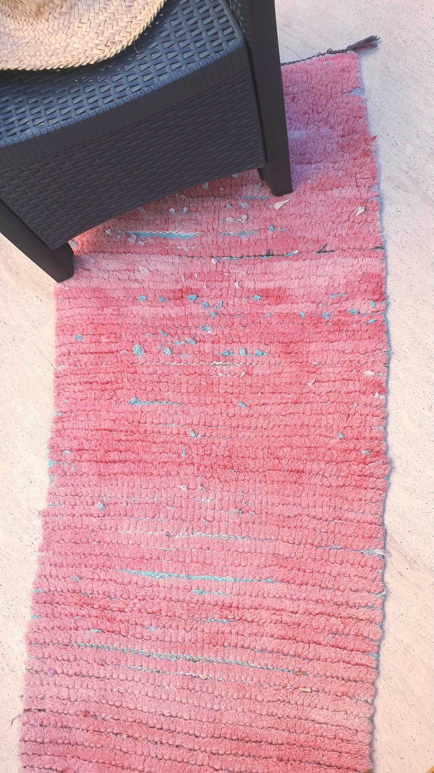 Gorgeous Vintage Moroccan RunnerRug 2.2x9 Pink Boujaad Rug | Pink Panther | Hallway Rug | Vintage Bedroom Rug | peach wool Rug