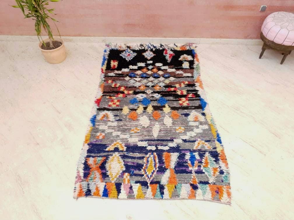 Vintage Boujaad Berber Rug, Artistic Moroccan Rug, 3.8x7.6 ft