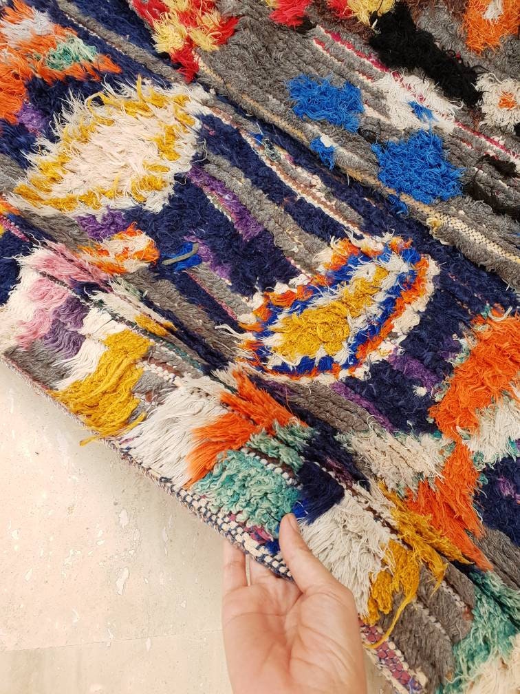 Vintage Boujaad Berber Rug, Artistic Moroccan Rug, 3.8x7.6 ft