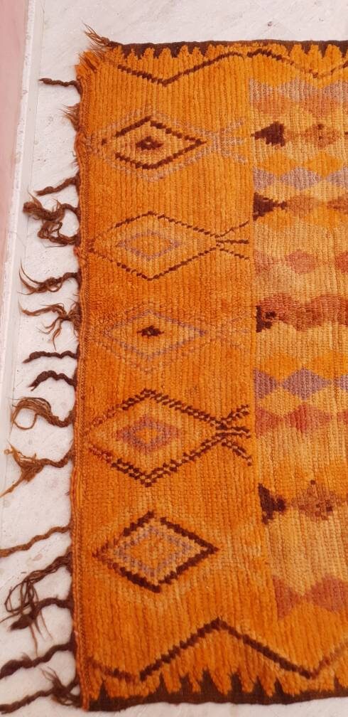 Stunning Tangerine Orange Berber rug bedroom rug living room rug 5.1x11.5 Rarest Color Moroccan Tribal Rug