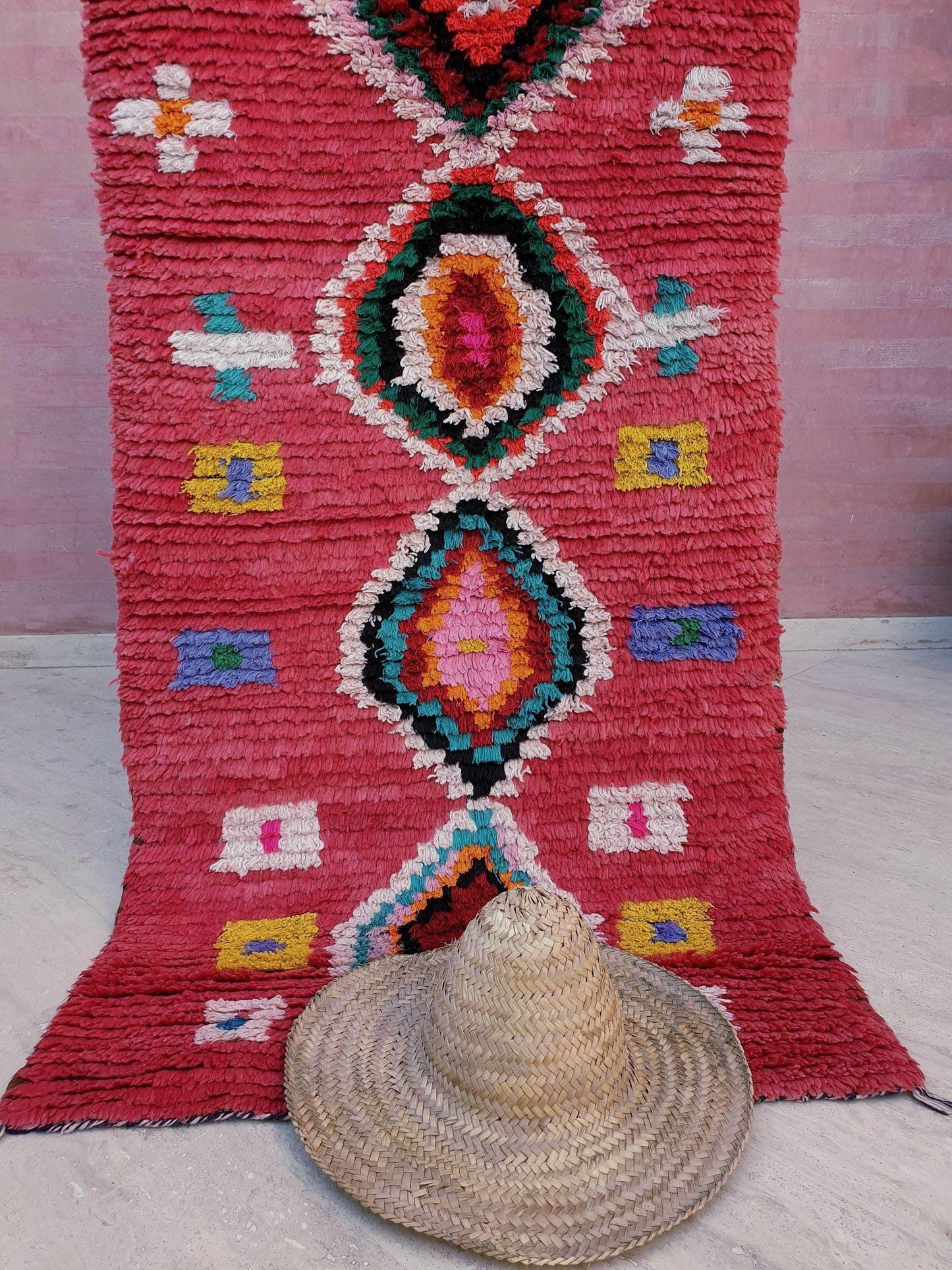 Moroccan Runner Rug 3x7 Super Pretty Colorful Boujaad rug "HappY"  Super unique soft rug living room rug