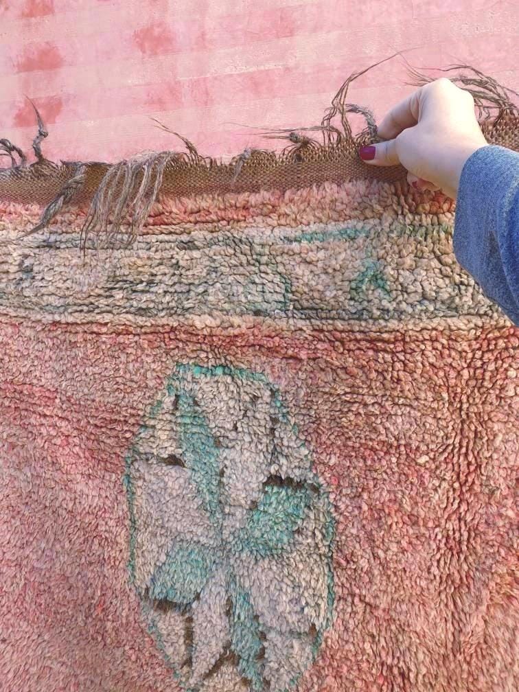 Gorgeous Vintage Moroccan Rug 5.2x11.3 marvelous pastels beige teal rug Boujaad rug large berber peach boujad rug