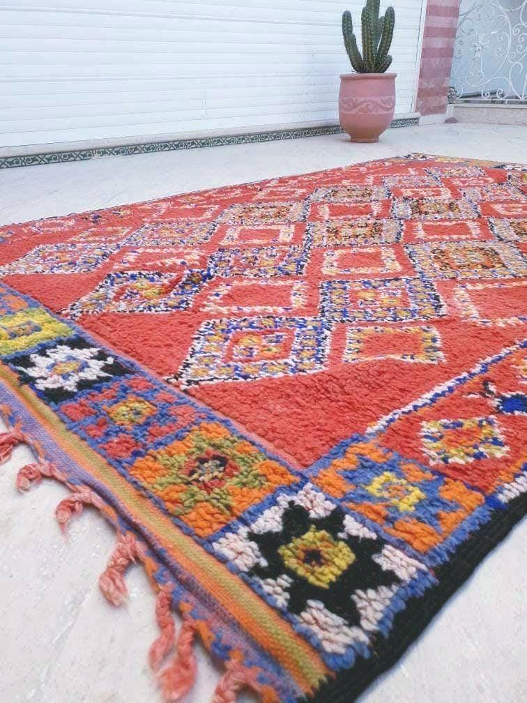 Stunning Vintage Moroccan rug, 5.7x9.2 red Boujaad rug blush warm tones bedroom living room rug boho rug berber ru