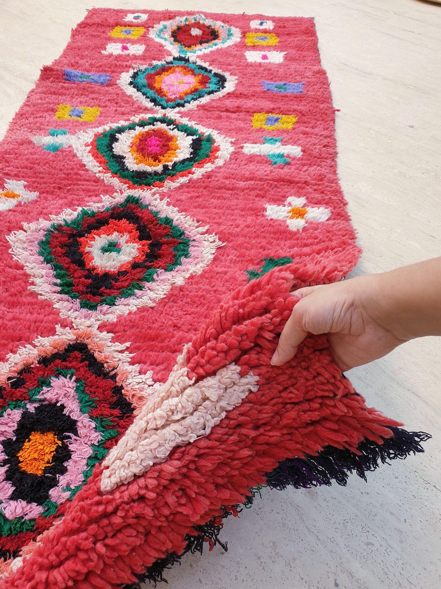 Moroccan Runner Rug 3x7 Super Pretty Colorful Boujaad rug "HappY"  Super unique soft rug living room rug