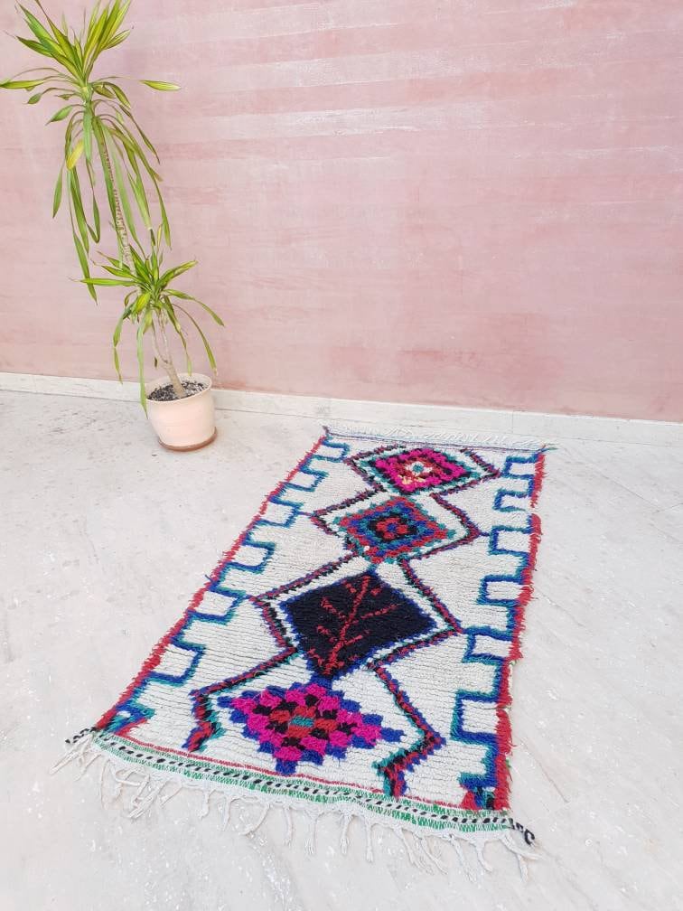 Vintage Azilal Moroccan Rug, Berber Runner Rug (3.3x6.5)