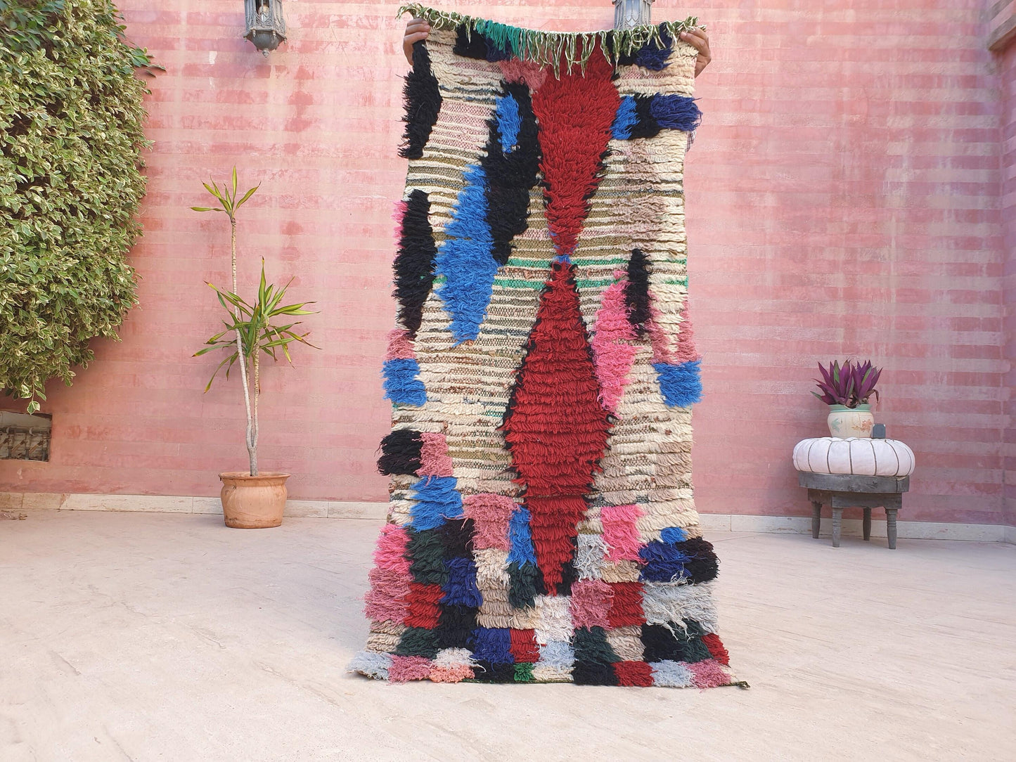 Vintage Moroccan Rug 2.5x5.4 Boucherouite Berber Rug, living room rug, rare morrocan rug bedroom rug accent rug