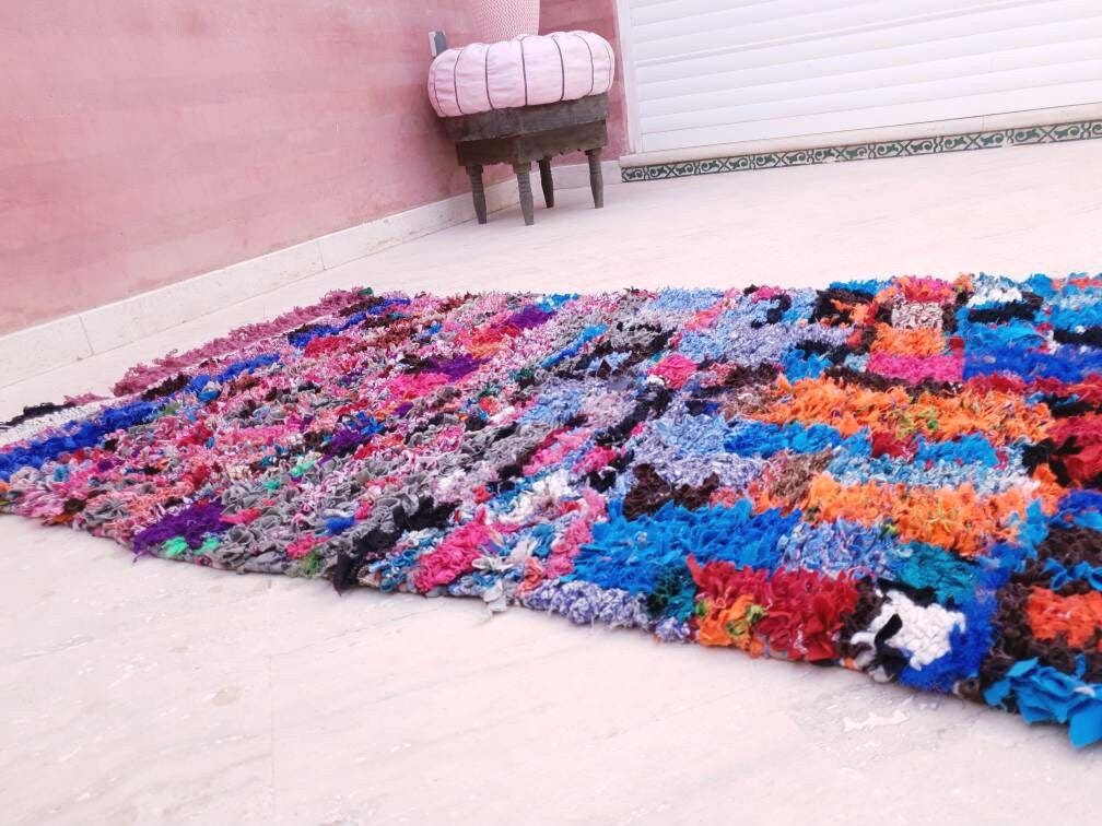 Gorgeous Moroccan Runner Rug 3.3x7.6 Super Pretty Boucherouite rug, Abstract Colorful Hallway rug Artistic Rug Authentic Antique Rug