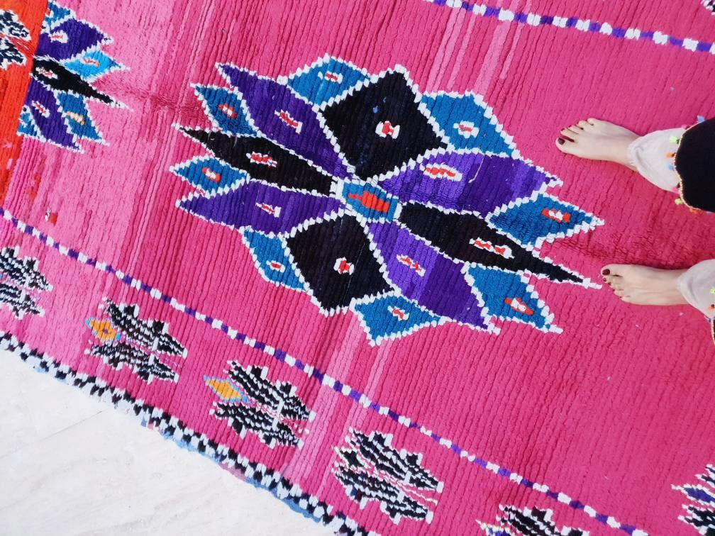 Gorgeous Moroccan Rug, Hot Pink Berber Rug 5.9x9 Unique boujaad rug, Morrocan runner rug handmade bohemian rug