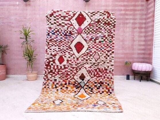 Vintage Moroccan Boujaad Rug 5x8, Authentic Berber Beige Rug