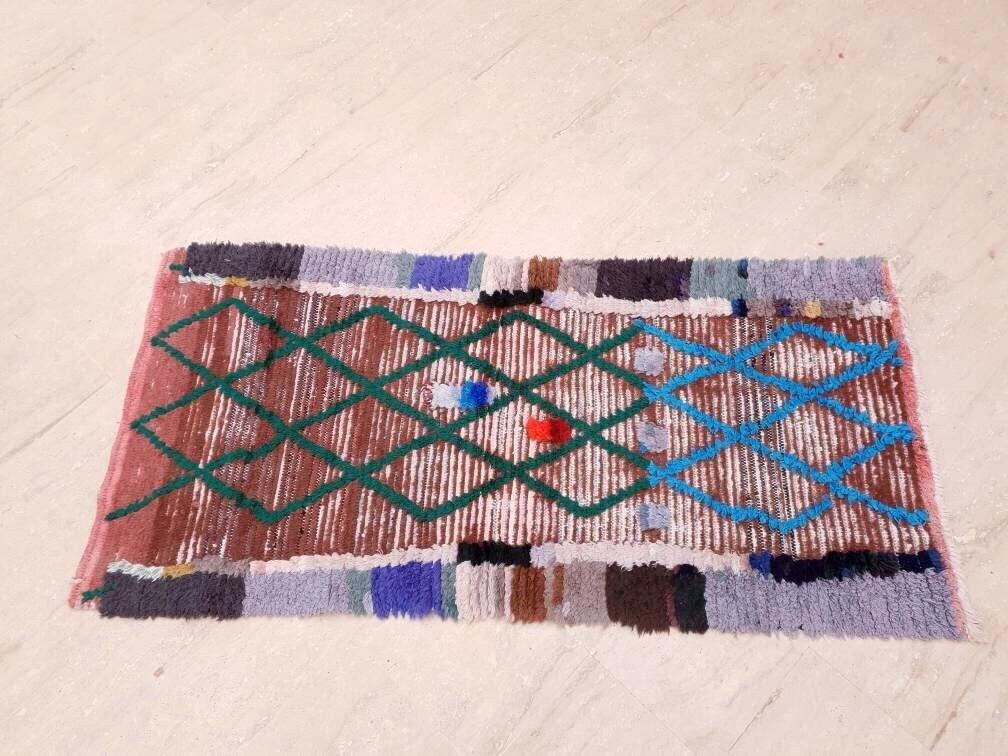 Vintage Moroccan rug 2.9x5.9 Stunning Unique Boujaad rug |  Unique Artistic Boujad Rug