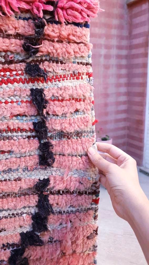 Vintage Moroccan Rug 3.2x10 Gorgeous Pink boujaad runner rug blush pink berber runner rug boujad kitchen rug