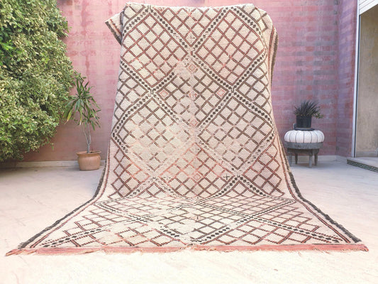 Antique Moroccan Wool Rug 6x9.6, Geometric Beni M'Guild Rug