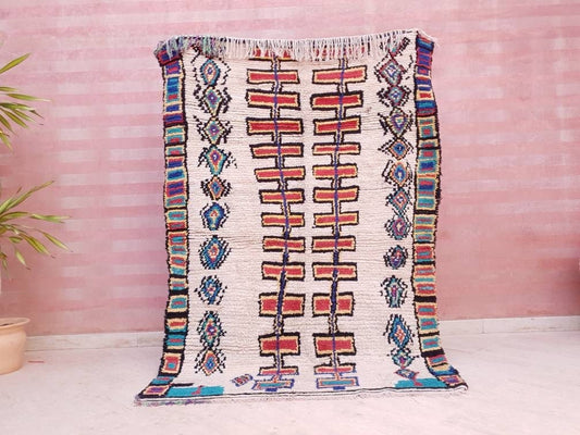 Vintage Moroccan Rug, Stunning Genuine Unique Azilal Rug 4.6x6.7 Authentic Antique Berber Rug | living room boujaad rug