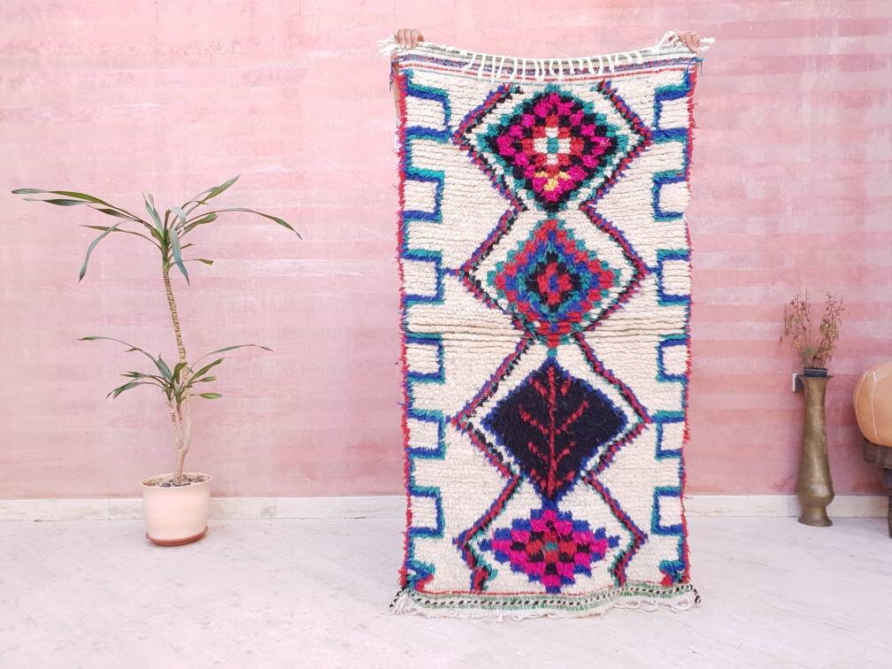 Vintage Azilal Moroccan Rug, Berber Runner Rug (3.3x6.5)