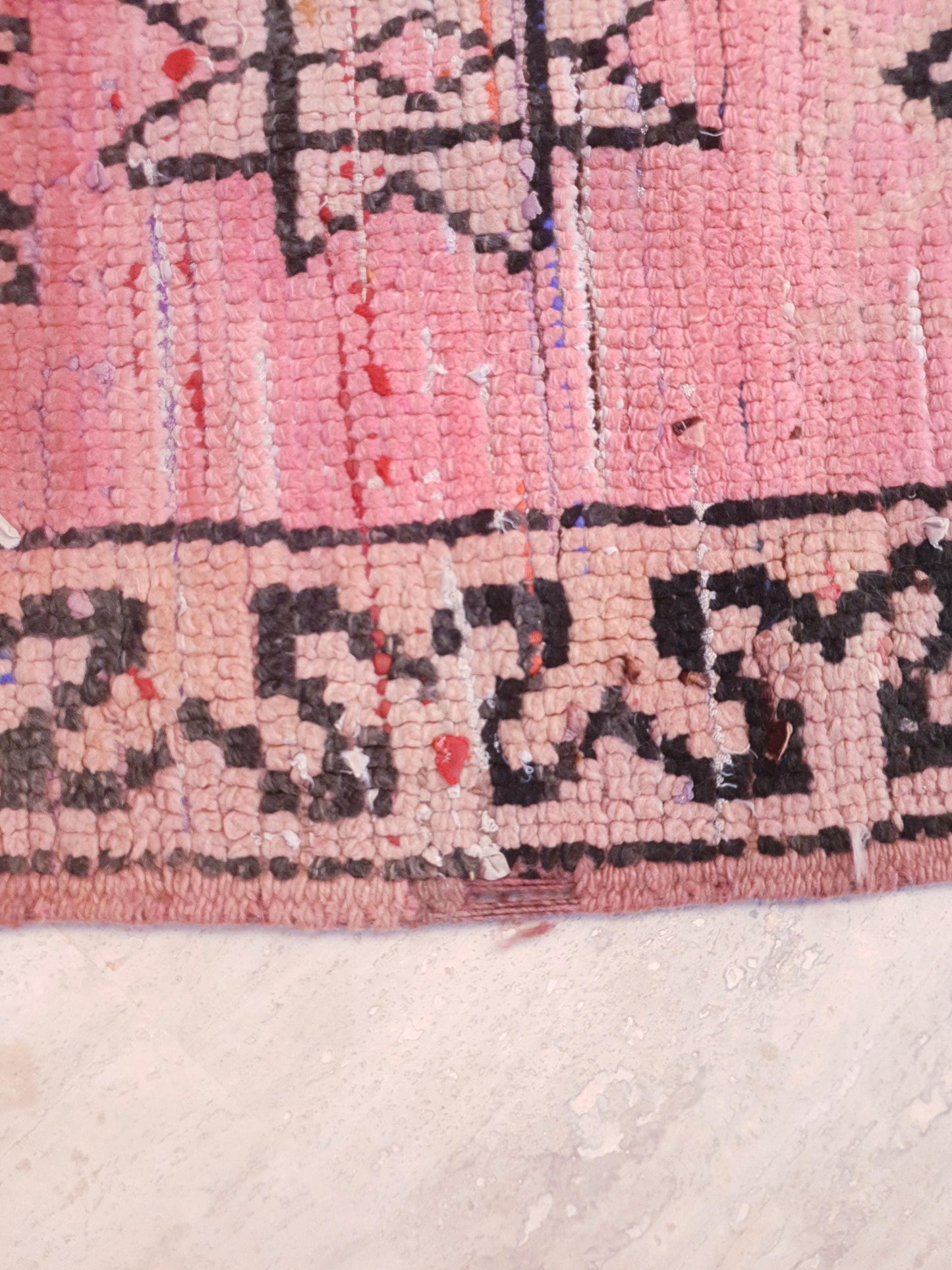 Vintage Moroccan Runner Rug, Faded Pink Boujaad Runner 3.1x7.8  Blush Pink Berber Rug, Rare Tribal Moroccan rug, Old Rose Bohemian Beauty