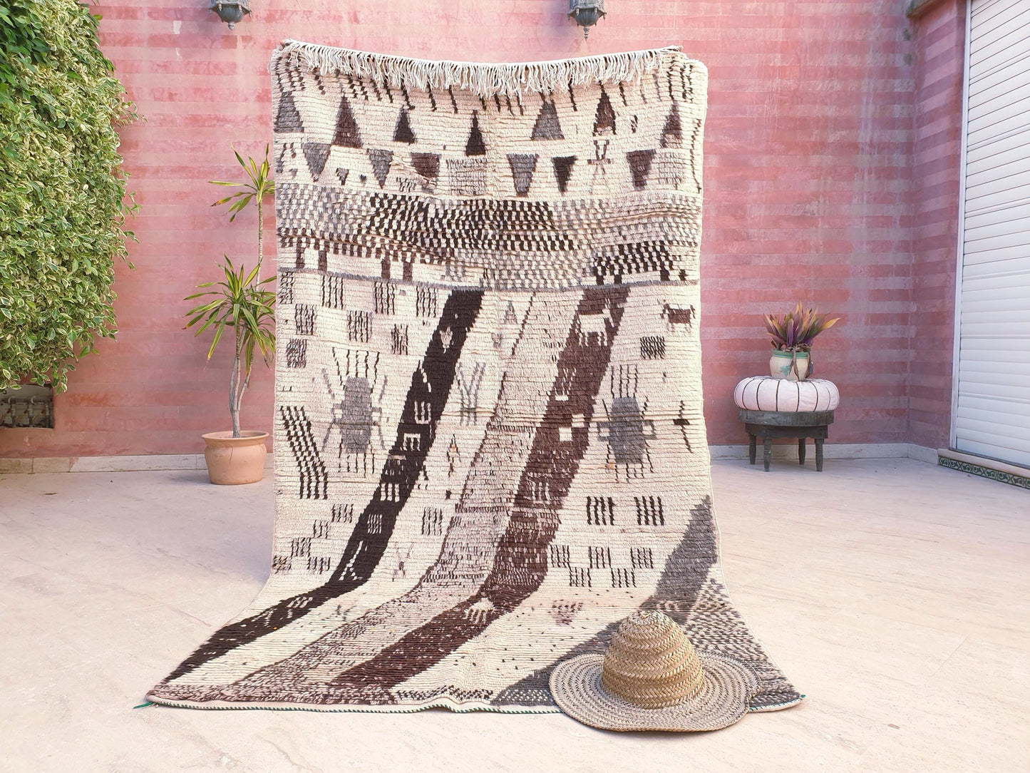 Vintage Moroccan Azilal Rug, Earth Tone Wool Rug, Tribal Art 4.5x8.2