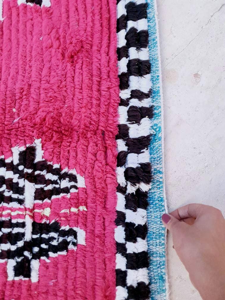 Gorgeous Moroccan Rug, Hot Pink Berber Rug 5.9x9 Unique boujaad rug, Morrocan runner rug handmade bohemian rug