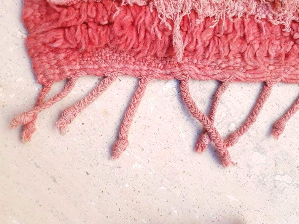 Vintage Moroccan rug 4x7.5 Stunning Blush Red Boujaad rug | Blush Abstract rug | bedroom  handmade wool rug