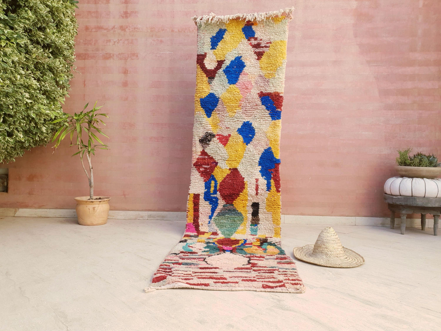 Gorgeous Moroccan Rug 2.5x10  Unique Boujaad runner rug, Colorful Artistic rug, Abstract Wool Hallway rug