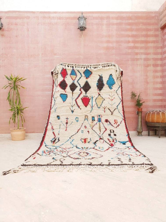 Handmade Fluffy Wool Azilal Rug, 5.5x9.5 ft, Moroccan Berber Rug