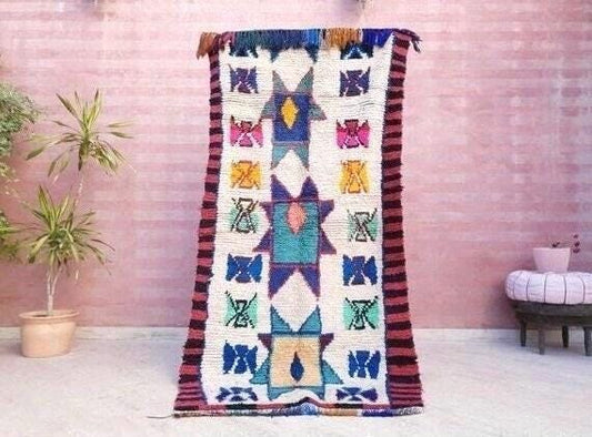 Vintage Moroccan Rug 4.1x8.1 Azilal Rug, Morrocan Rug, Tribal Berber Rug, Boho Rug moroccan carpet, Morocco rug bedroom rug living room rug