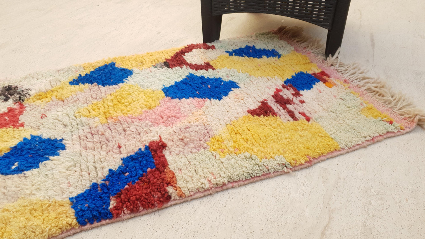 Gorgeous Moroccan Rug 2.5x10  Unique Boujaad runner rug, Colorful Artistic rug, Abstract Wool Hallway rug