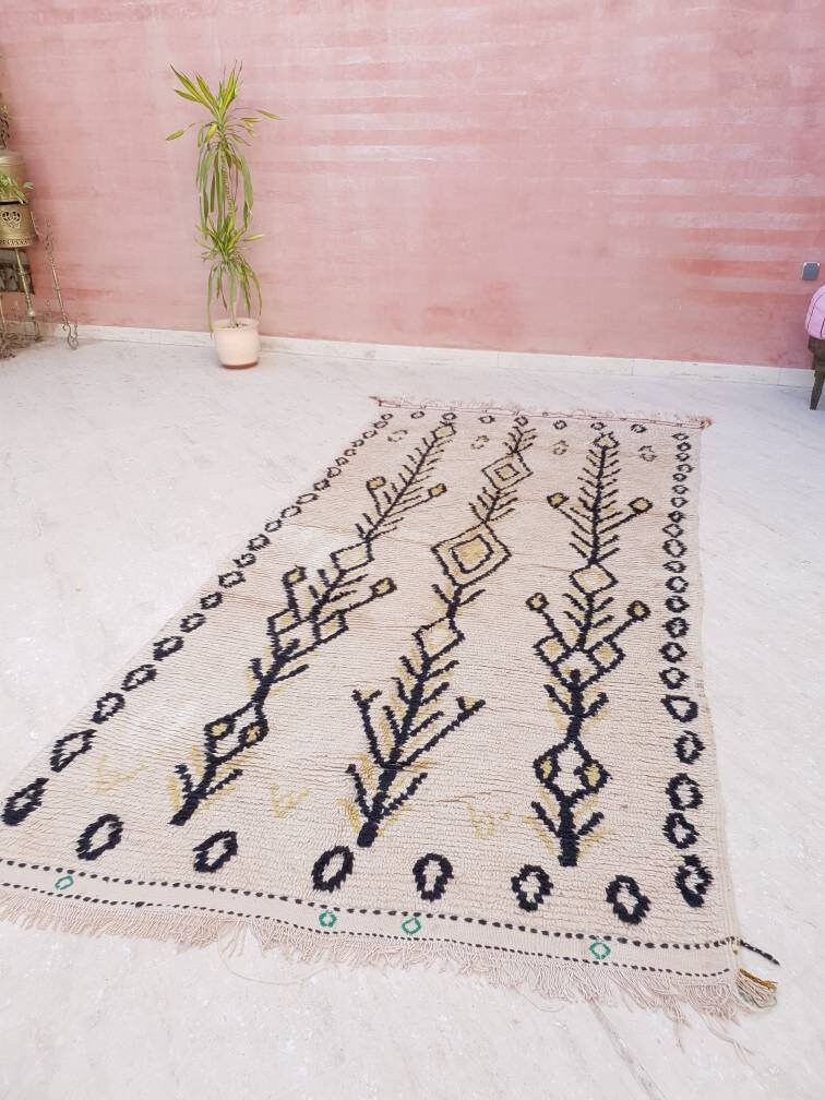 Vintage Berber Rug, 4.8x9.5, Antique Moroccan Azilal Rug