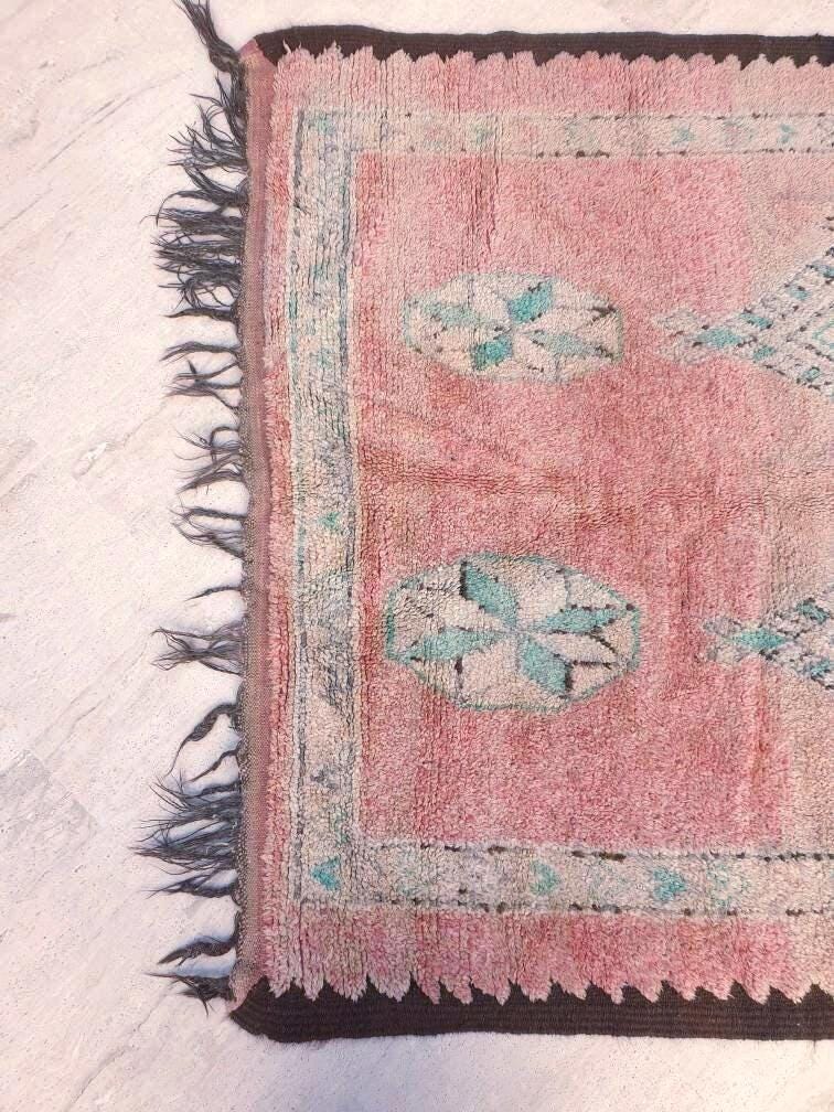 Gorgeous Vintage Moroccan Rug 5.2x11.3 marvelous pastels beige teal rug Boujaad rug large berber peach boujad rug