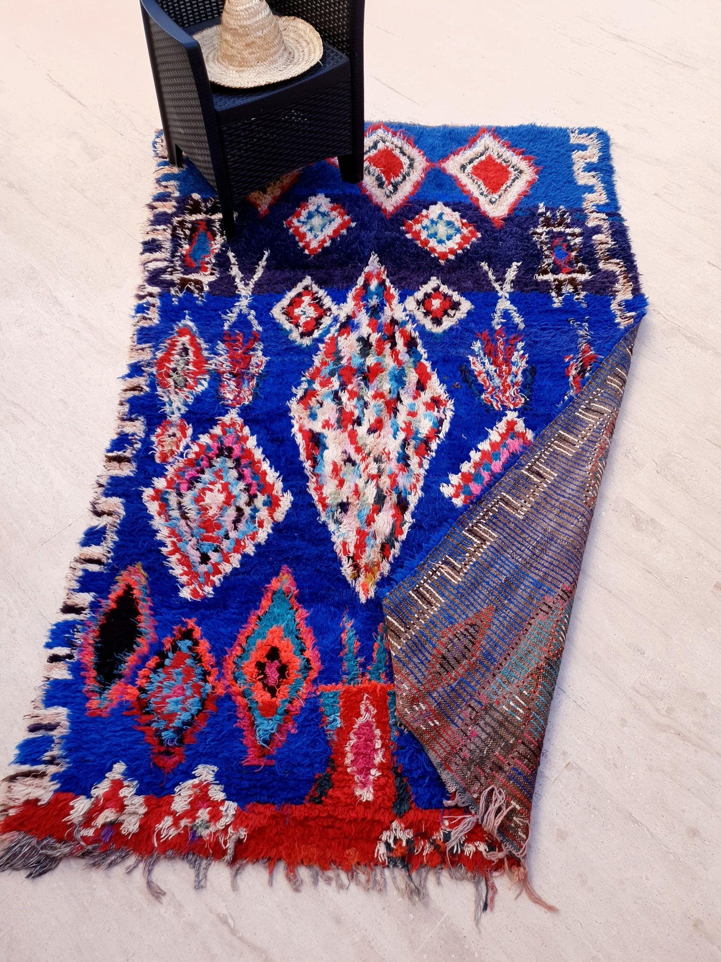 Majestic Vintage Moroccan rug 5.2x8 "Blue Orchid" Unique Stunning blue Azilal Berber rug, boujaad rug boucherouite rug